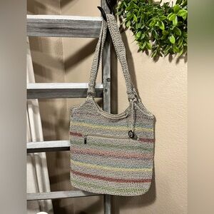 THE SAK VOYAGER BELLE STRIPED CROCHET SHOULDER BAG